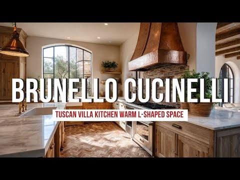 Tuscan Villa Kitchen Inspired by Brunello Cucinelli Warm L Shaped Space with Earthy Elegance