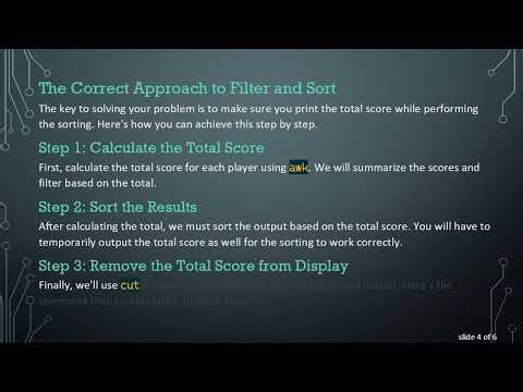 Sorting Player Scores with awk in Unix