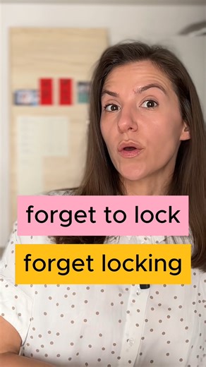 Tania | English Fluency Teacher on Instagram: "Stop making this grammar mistake! 🚫🗝️ Do you say “I forgot to lock” or “I forgot locking”? The meaning is totally different! 🧠 Forget + -ing: You DID the action, but you don't have a memory of it. (e.g., I forgot locking the door, so I went back to check.) 📝 Forget + to-infinitive: You DID NOT do the action because you forgot. (e.g., I forgot to lock the door... and now anyone can walk in! 😱) This is a classic B1/B2 level challenge, but once yo