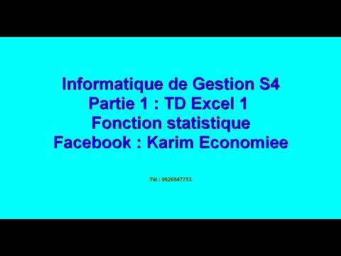 Informatique de Gestion S4 partie 1 : TD 1 Excel " fonction statistique "