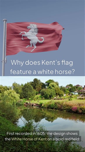Why does Kent’s flag have a white horse? 🐴🤔 The flag of Kent features the White Horse of Kent on a red field - a symbol linked to the early Kingdom of Kent in the 5th and 6th centuries. Kent was the gateway to England’s Christianisation in 597 and remains one of the country’s most historic counties. Part of our series exploring the flags of England's historic counties. #shorts #learnontiktok #kent #countyflags #britishhistory