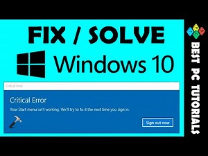 Fix Critical Error|Start Menu & Cortana aren't working|Windows 10