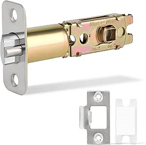 Adjustable Deadlatch 2-3/8'' or 2-3/4'', Keyed Entry Door Lock 45° Turning Angle Replacement Latch and Strike with Dust Box,Smart Door Lock Deadlatch
