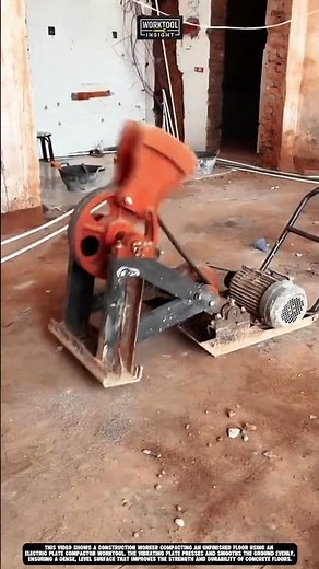 Compacting floor surface using electric plate compactor worktool