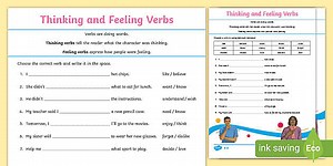 Thinking and Feeling Verb Worksheets