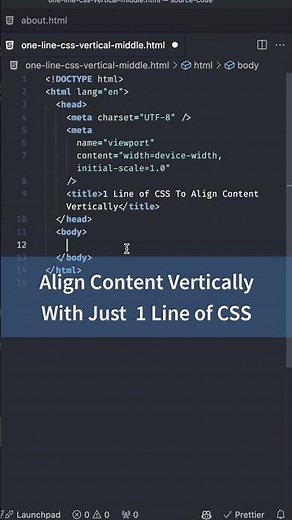1 Line Of CSS to Align Content Vertically | HTML CSS Tips #html #css
