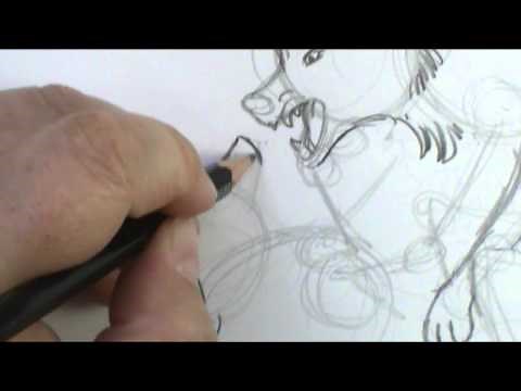 How to draw wolves fighting