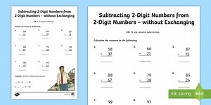 Year 3 Subtracting 2-Digit Numbers from 2-Digit Numbers in a Column without Exchanging Worksheet
