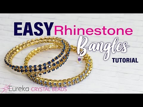 How to make these easy & sparkly Rhinestone Bangle bracelets! 🤩 DIY jewelry tutorial for beginners!
