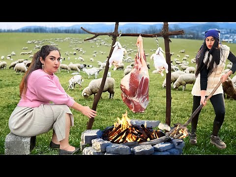 Authentic Iranian Village Cooking : Roasting Lamb Shanks & Biryani Chicken from the Underground Oven