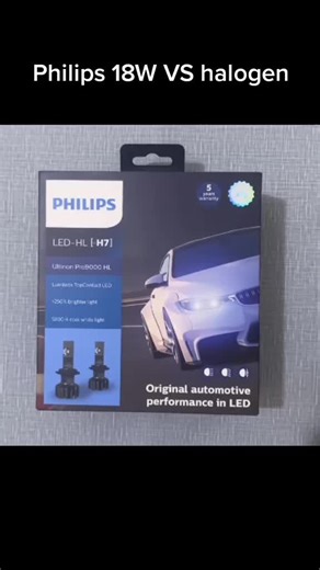 Philips 18W led bulb VS 55W Halogen bulb #carlights #headlightbulb #autoheadlights #ledheadlights #Xsilence #headlights #headlamps #trucklights