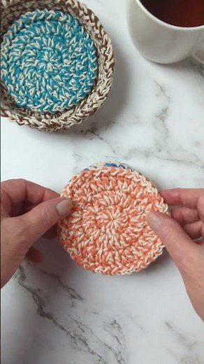 Crochet Coaster Set – Round Coasters With A Basket