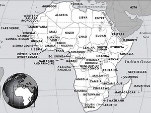 Map of Africa - it's states, climates, vegetation, populations