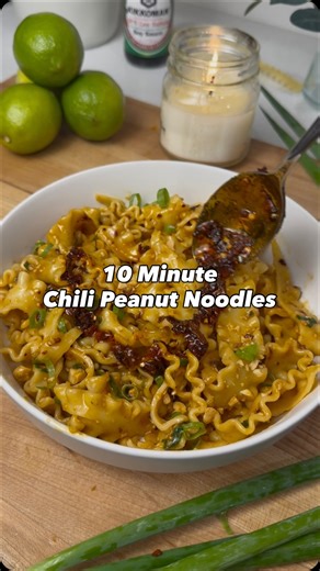 Jeremy | Family Food Vlogs on Instagram: "10 Minute Chili Peanut Noodles 🍜 This is one of my go-to noodle meals. Takeout has gotten so expensive lately, so I started making it at home for a fraction of the cost. It’s creamy, spicy, full of flavor, and makes plenty for the whole family. Follow to eat better and spend less. Ingredients • 9 oz noodles • 2.5 tbsp peanut butter • 1 tsp red pepper flakes • ⅓ cup green onion • 2 tsp sesame seeds • 5 garlic cloves, minced • 1 tbsp sugar • 1 tbsp chili