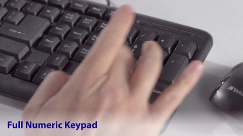 Verbatim Slimline Wired Keyboard and Mouse Combo USB Plug-and-Play Numeric Keypad Adjustable Tilt Legs Optical Corded Mouse Full-Size Computer Keyboard Compatible with PC, Laptop - FFP Packaging Black