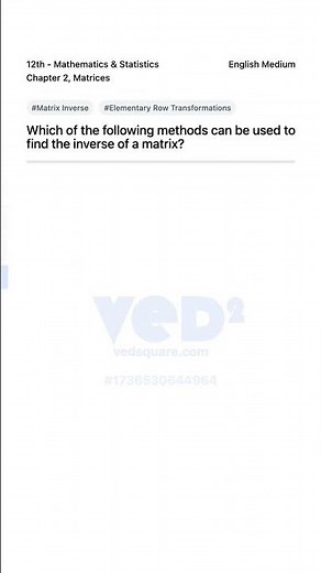 Find Matrix Inverse Methods 12th Math Matrices