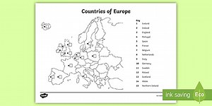 Locating Countries of Europe Map Worksheet
