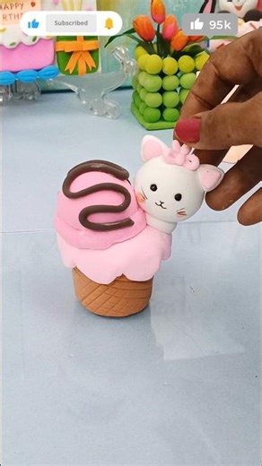 Cute Cat Ice Cream 🍦🐱 | Mini Clay Craft Idea | Easy Clay Art for Beginners 💖
