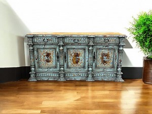 Handmade Rustic Turquoise Buffet: Spanish Style Distressed Wood Credenza - Etsy