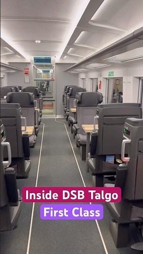 Inside DSB Talgo First Class Car on EuroCity Train Copenhagen-Hamburg