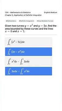12th Math Application of Definite Integration Area Between Curves