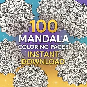 100 Mandala Coloring Pages for Adults: Stress Relief Art (A4/US Letter Digital Download) - Etsy