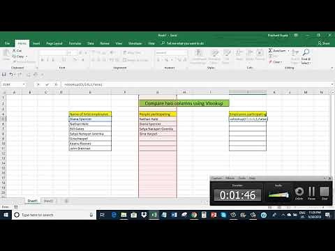 Excel: Compare two columns using Vlookup