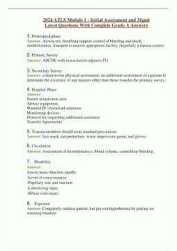 2024 ATLS Module 1 Initial Assessment and Mgmt Latest Questions With Complete Grade A Answers