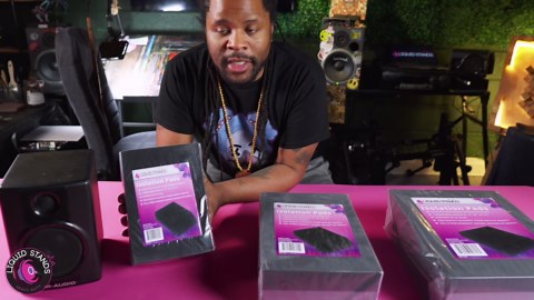 Liquid Stands Studio Monitor Sound Isolation Pads for Speakers 5" High-Density Speaker Foam Pads That Prevents Vibrations Angled Speaker Riser - Acoustic Speakers Isolation Pad for Floor, Desktop