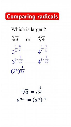 How to Compare Radicals with Different Radicands and Indexes #algebra #radicals