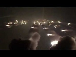 Multiple launch rocket system at night