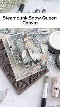 Snow Queen Mixed Media Panel | Winter Canvas Tutorial with Finnabair Decoupage and Ephemera #art