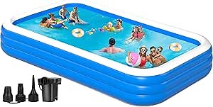 Extra Large Inflatable Pool with Pump - 180'' x 76'' x 22'' Oversized Thickened Blow Up Pool for Adults, Family Swimming Pool for Backyard, Garden and Outdoor Fun