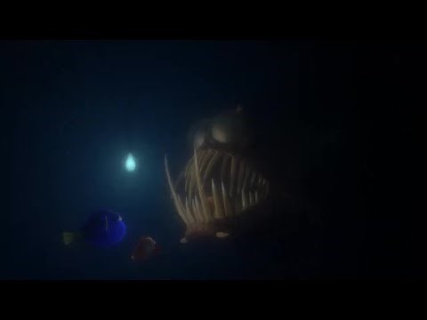 Marlin and Dory fighting anglerfish scene (Finding Nemo 2003)