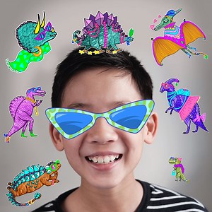 Add some extra personality to your pics with #MessengerKids stickers. From cool hats, to sunglasses and dinosaurs, there's something that every kid will love! | Messenger Kids
