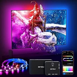 ISNOW TGS Immersion TV LED Backlight with HDMI Sync Box, WiFi TV LED Strip Lights with Music Sync and Scene Mode, Compatible with Alexa & Google Assistant, App Control, for 75" - 90" TV