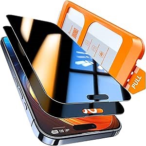 Amazon.com: TOCOL for iPhone 15 Privacy Screen Protector 9H+ Hardness Tempered Glass Full Coverage Screen Protector Easy Installation 2 Pack : Cell Phones & Accessories