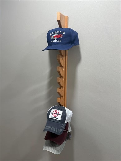 Handcrafted Red Oak Hat Rack: Wall Mounted Baseball Cap Display - Etsy