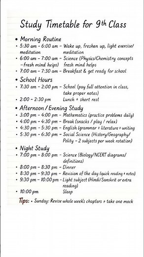 Best Study Timetable for Class 9 Students | Daily Routine for Success 📚✨