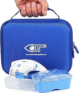 Vision Aid Magnifying Glasses with LED Light 5 Lenses Headband Case Hands Free Illuminated Optivisor Head Magnifier for Hobby Painting Close Work Jewelry Watch Repair