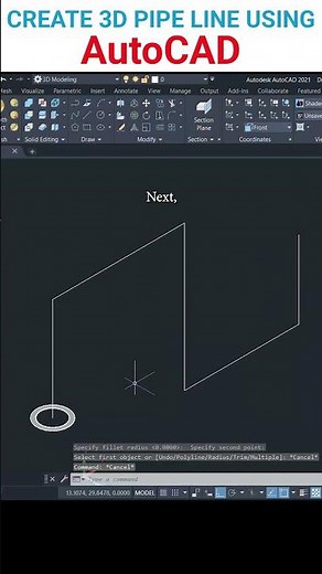 Create 3D PIPE Line Using AutoCAD #autocad #tutorial #autocadtips