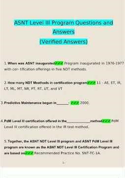 ASNT Level III Program Exam Questions and Answers 2025 2026 100 Correct Verified Answer