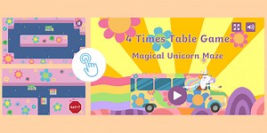 Magical Unicorn Maze - 4 Times Table Game
