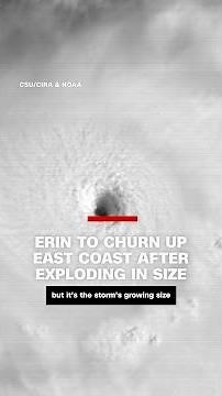 Erin to churn up East coast after exploding in size
