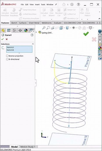 Helical Spring with Curve Ends in SolidWorks | Quick CAD Tip #shorts