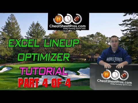 DFS Lineup Optimizer in EXCEL Tutorial - part 4