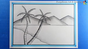 2.1K views · 177 reactions | Beach Scenery Easy Drawing | Rongdhonu Art and Drawing | Facebook