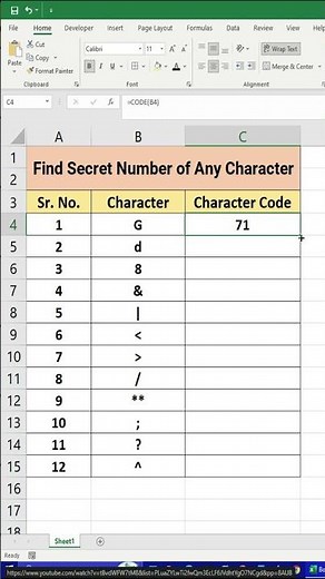 💻 Excel Hidden Code Trick | Find Secret Number of Any Character! 😱