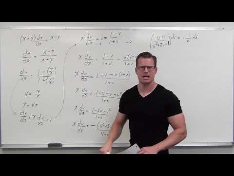 Solving Homogeneous First Order Differential Equations (Differential Equations 21)