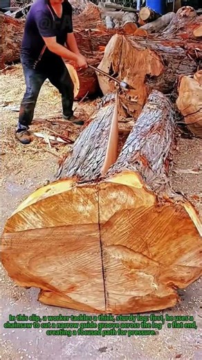 How to Split Large Logs Efficiently #Shorts #LogSplitting #WoodworkingHacks